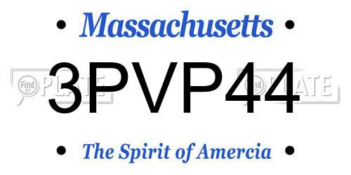 3PVP44 Massachusetts License Plate