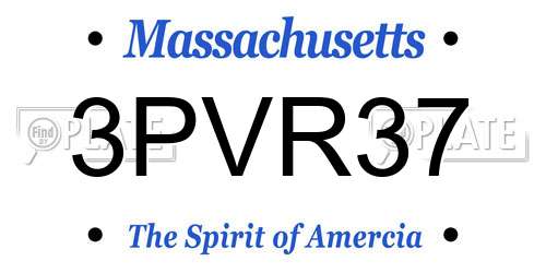 3PVR37 Massachusetts License Plate