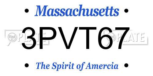 3PVT67 Massachusetts License Plate