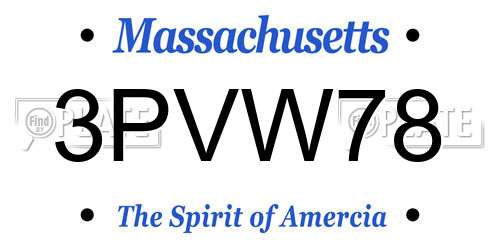 3PVW78 Massachusetts License Plate