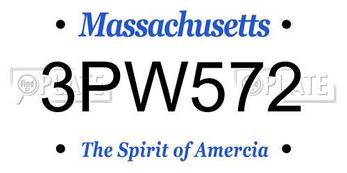3PW572 Massachusetts License Plate