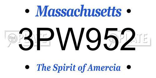3PW952 Massachusetts License Plate