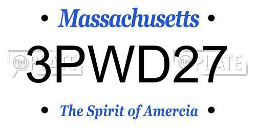 3PWD27 Massachusetts License Plate