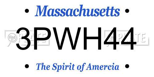 3PWH44 Massachusetts License Plate