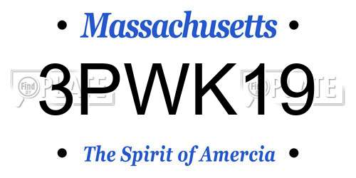 3PWK19 Massachusetts License Plate