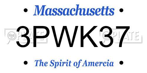 3PWK37 Massachusetts License Plate