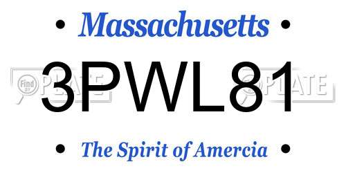 3PWL81 Massachusetts License Plate