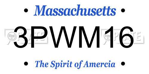 3PWM16 Massachusetts License Plate