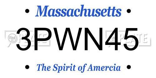 3PWN45 Massachusetts License Plate