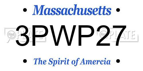 3PWP27 Massachusetts License Plate