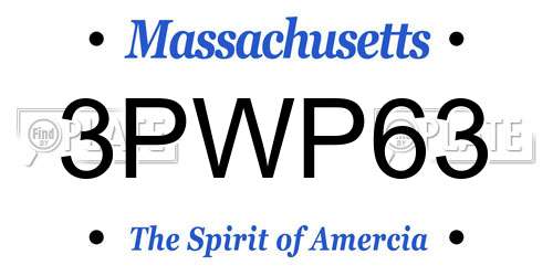 3PWP63 Massachusetts License Plate