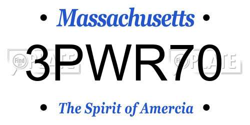 3PWR70 Massachusetts License Plate