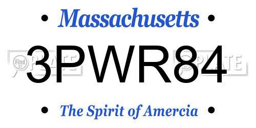 3PWR84 Massachusetts License Plate