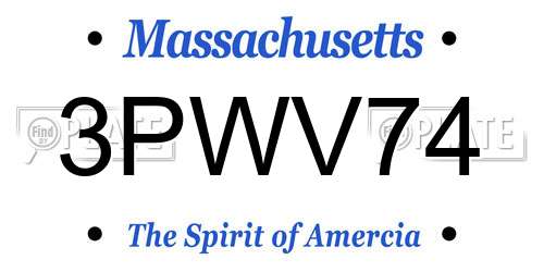 3PWV74 Massachusetts License Plate