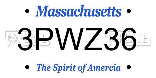 3PWZ36 Massachusetts License Plate