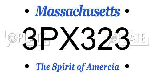 3PX323 Massachusetts License Plate