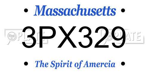 3PX329 Massachusetts License Plate