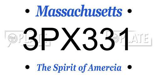 3PX331 Massachusetts License Plate