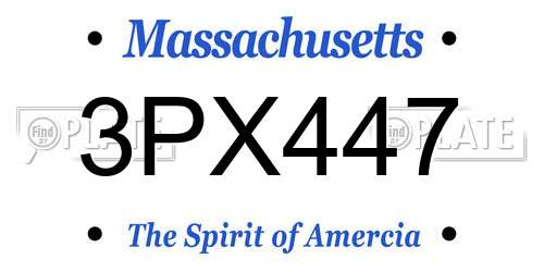 3PX447 Massachusetts License Plate