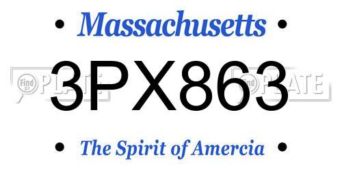 3PX863 Massachusetts License Plate