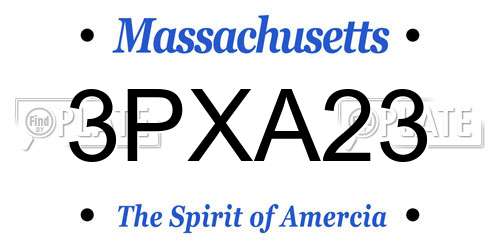3PXA23 Massachusetts License Plate