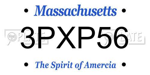3PXP56 Massachusetts License Plate