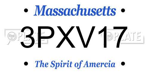 3PXV17 Massachusetts License Plate
