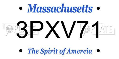 3PXV71 Massachusetts License Plate
