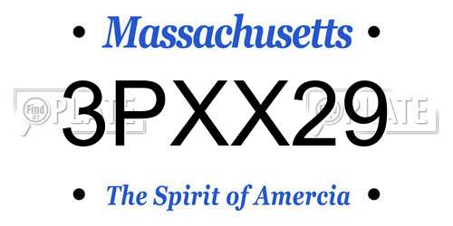 3PXX29 Massachusetts License Plate