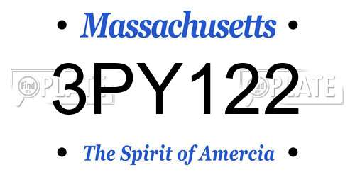3PY122 Massachusetts License Plate