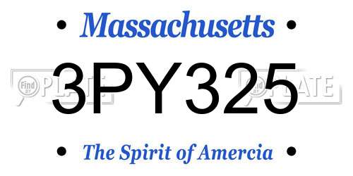 3PY325 Massachusetts License Plate