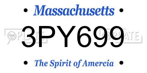 3PY699 Massachusetts License Plate