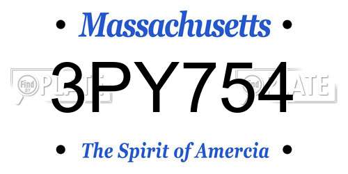 3PY754 Massachusetts License Plate