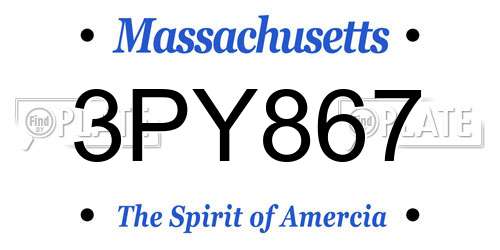 3PY867 Massachusetts License Plate