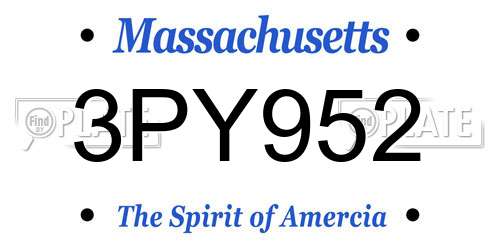 3PY952 Massachusetts License Plate