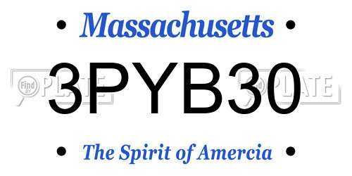 3PYB30 Massachusetts License Plate