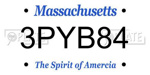 3PYB84 Massachusetts License Plate