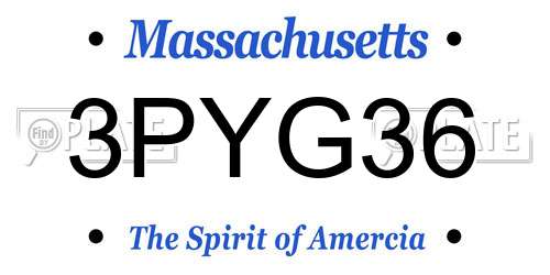3PYG36 Massachusetts License Plate