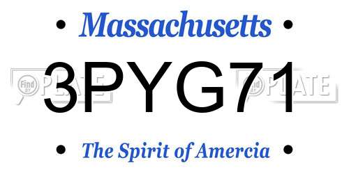 3PYG71 Massachusetts License Plate