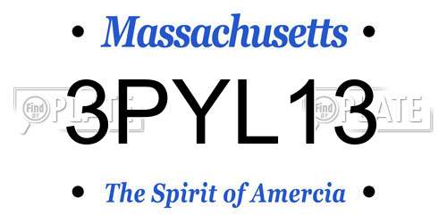3PYL13 Massachusetts License Plate