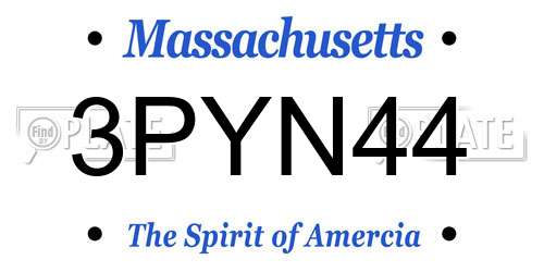 3PYN44 Massachusetts License Plate