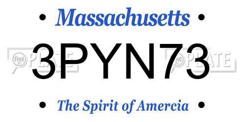 3PYN73 Massachusetts License Plate