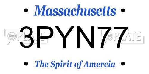 3PYN77 Massachusetts License Plate