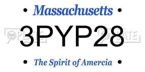 3PYP28 Massachusetts License Plate
