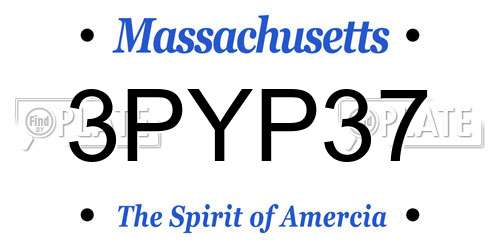 3PYP37 Massachusetts License Plate
