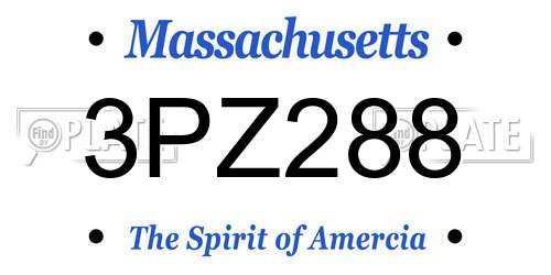 3PZ288 Massachusetts License Plate