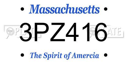 3PZ416 Massachusetts License Plate