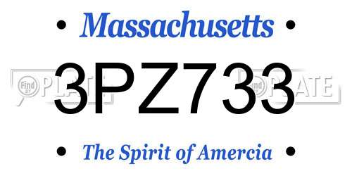 3PZ733 Massachusetts License Plate
