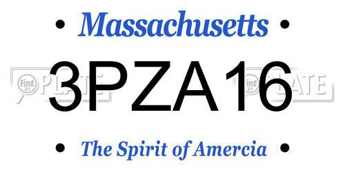 3PZA16 Massachusetts License Plate