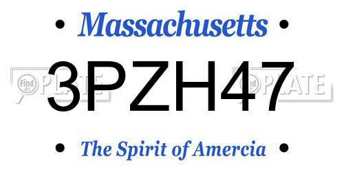 3PZH47 Massachusetts License Plate